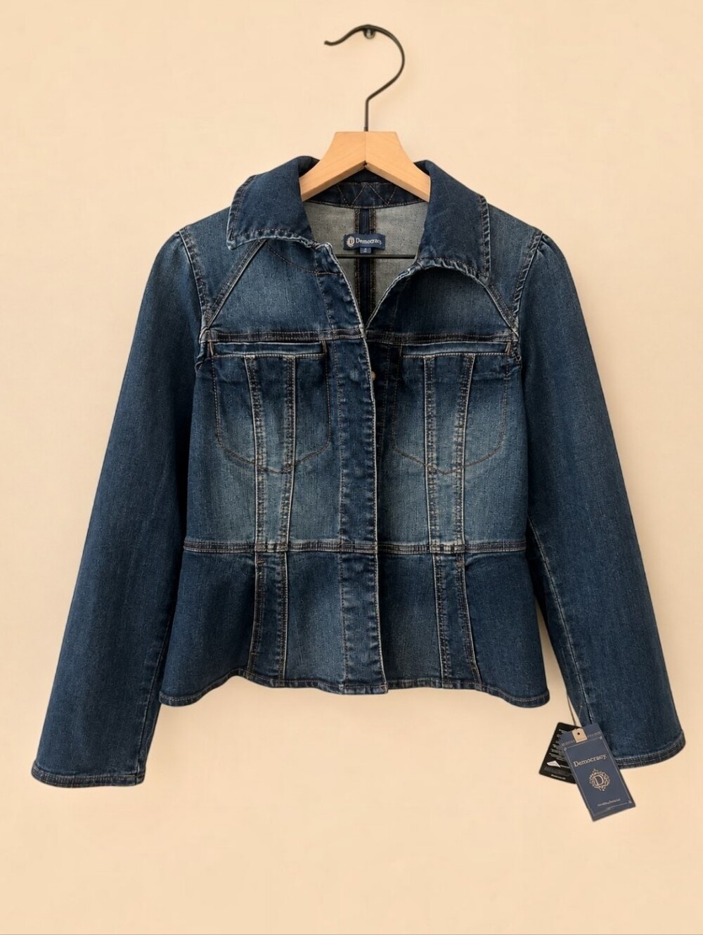 Democracy Peplum Hem Denim Jean Jacket - Picture 1 of 6